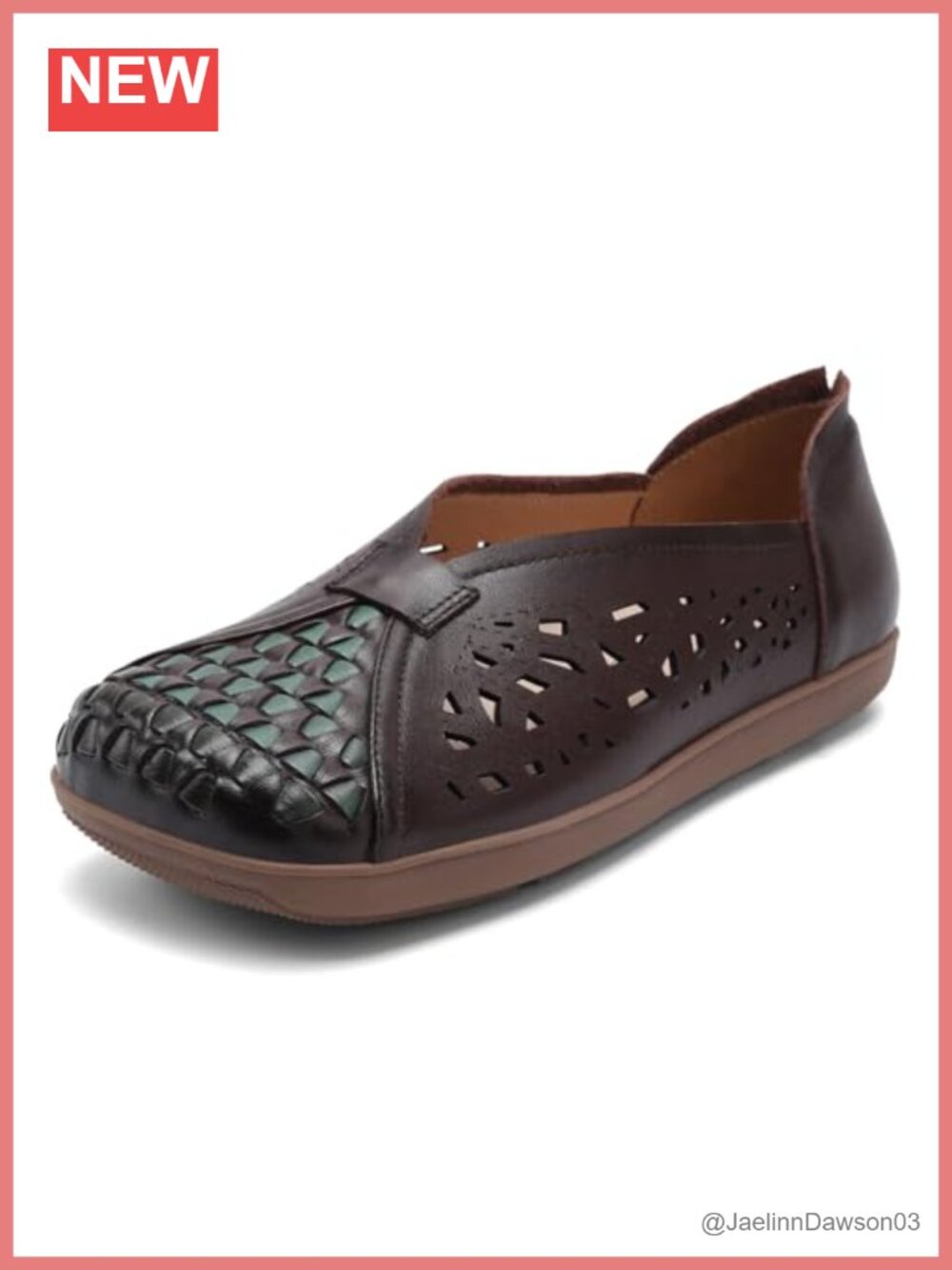 Women's Leather Loafers Cut Out Slip-On Flats Dressy Walking Shoes